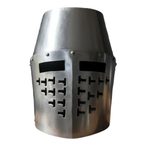 Heavy Silver Tone Aluminum Armor Helmet: Medieval Decor