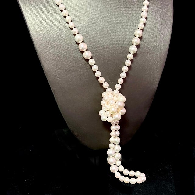 Metal Akoya Pearls Necklace 14k Y Gold Ball Clasp Certified For Sale - Image 7 of 11