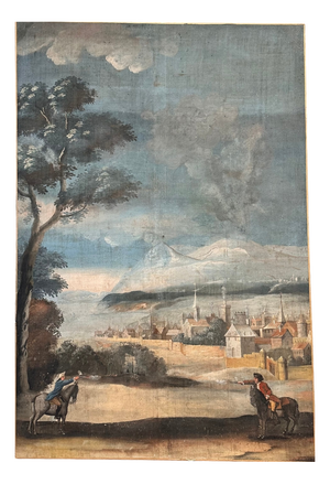 French School Artist, Duel of Knights, 18th Century, Watercolor Painting on Linen