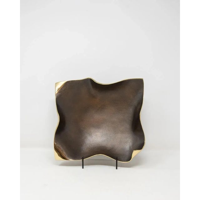 Modern Fold Gold and Dark Chestnut Bowl For Sale - Image 3 of 4