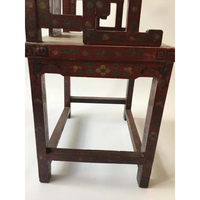 1920s Chinese Scarlet Painted Lacquered Armchair For Sale - Image 4 of 13