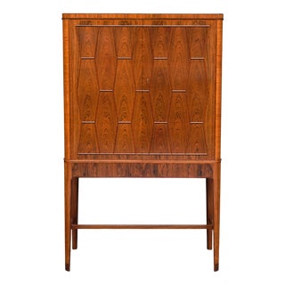Cabinet in Walnut and Rosewood Marquetry by Bo Lindahl, Sweden, 1953 For Sale