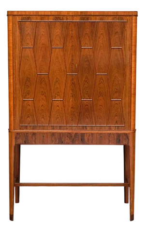 Cabinet in Walnut and Rosewood Marquetry by Bo Lindahl, Sweden, 1953
