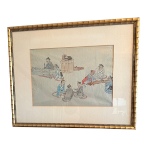 Antique Asian Watercolor Framed by the Charles Mann Gallery