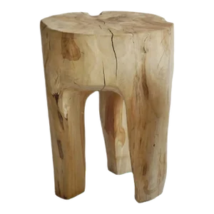 Organic Raw 3 Leg Teak Stool / Side Table