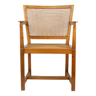 Architect Oskar Strnad 1879-1935 Pine & Cane Arm Chair 1920's Art Deco For Sale