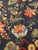 Gorgeous vintage Jay Yang Jacobean floral decorator fabric in a rich navy ground with multicolor stylized blossoms,...