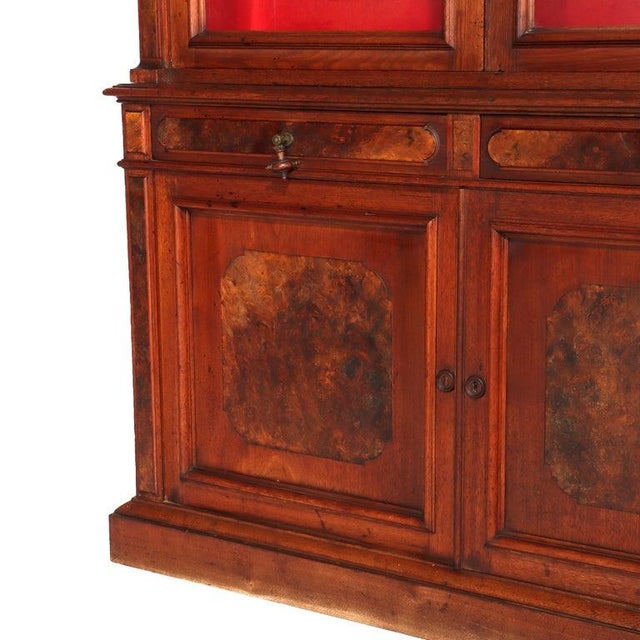 Late 19th Century Antique Victorian Empire Walnut & Burl Step Back Bookcase C1880 For Sale - Image 5 of 18