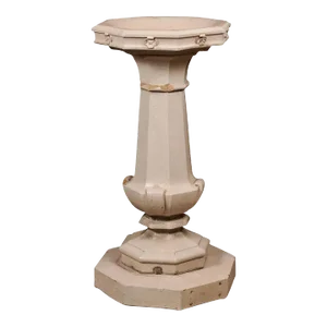 English Turn of the Century Glazed Pottery Bird Bath with Carved Flowers, 1900s