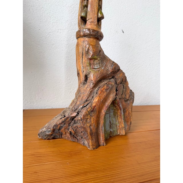 Brown Antique Brutalist Sculpture in Polychrome Wood, 1890s For Sale - Image 8 of 18