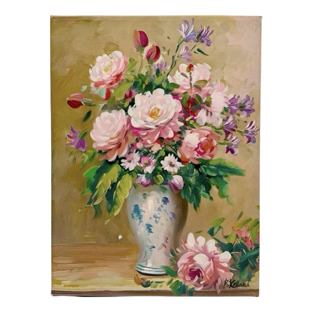 Peter Kelland, Still Life with Peonies, 1960s, Oil Painting on Canvas For Sale