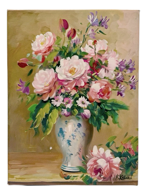 Peter Kelland, Still Life with Peonies, 1960s, Oil Painting on Canvas