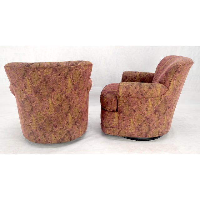 Pair Barrel Round Back Swivel & Rocking-Gliding Tub Lounge Chairs Baughman MINT! For Sale - Image 10 of 12