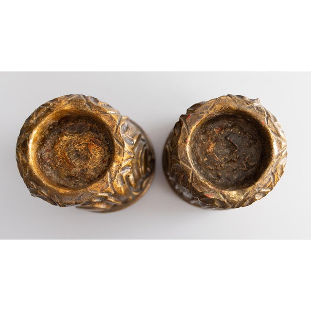 Vintage Italian Gilt Pillar Candle Holders Candlesticks - A Pair For Sale In Houston - Image 6 of 7