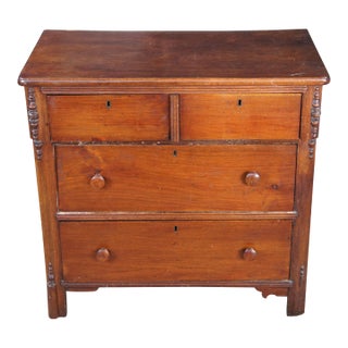 Antique American Victorian 2 Over 2 Walnut Chest of Drawers Dresser Washstand For Sale