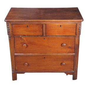 Antique American Victorian 2 Over 2 Walnut Chest of Drawers Dresser Washstand