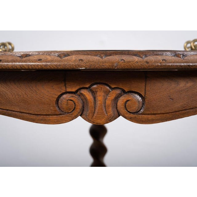 Danish Circular Stained Oak Coffee Table with Brass Bowl, 1960s For Sale - Image 6 of 10