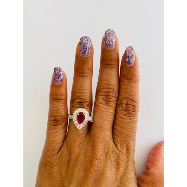 2020s Roshe Jewels Ruby Ring With Diamonds in 18 Karat White Gold, Size 7 For Sale - Image 5 of 10