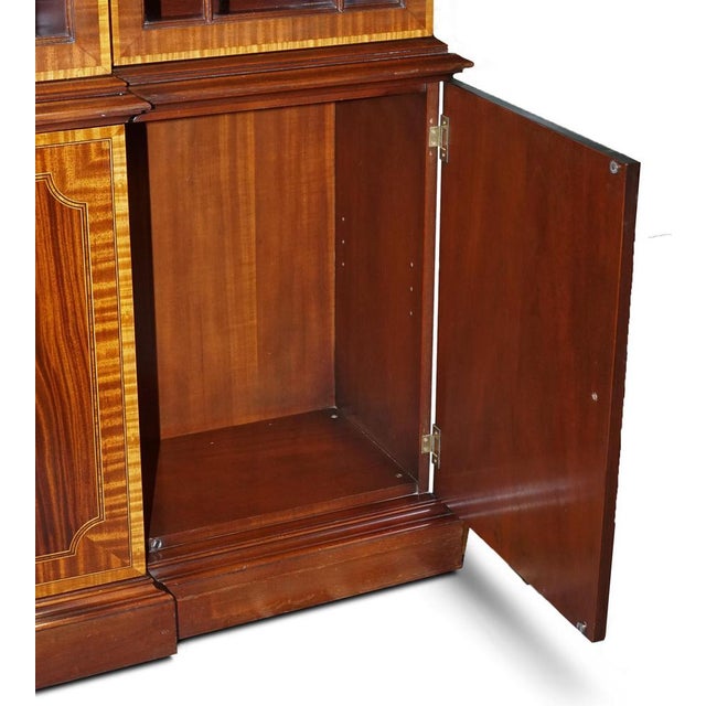 Large Georgian Style Mahogany Breakfront Bookcase For Sale - Image 9 of 18