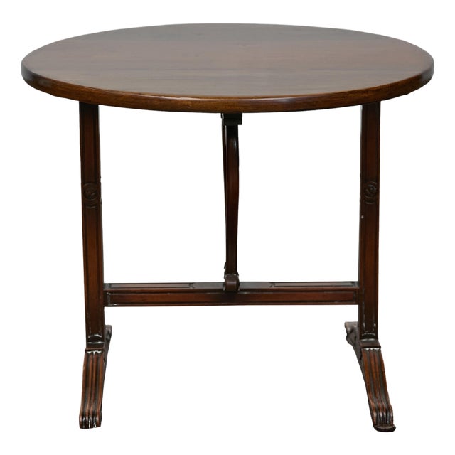 Antique Louis-Philippe French Walnut Tilt-Top Wine Tasting Table with Carved Paw Feet For Sale