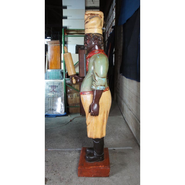 Mid 20th Century Monumental Life Size French Carved Folk Art Restaurant Chef Baker Statue 87" For Sale - Image 6 of 12
