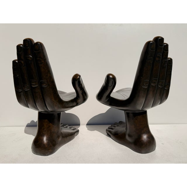 Pair of “Hand & Foot” surrealist boudoir chairs attributed to Pedro Friedeberg made of cast fiberglass and finished in...