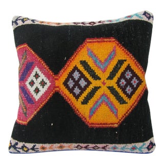 Vintae Black & Yellow Decorative Pillow For Sale
