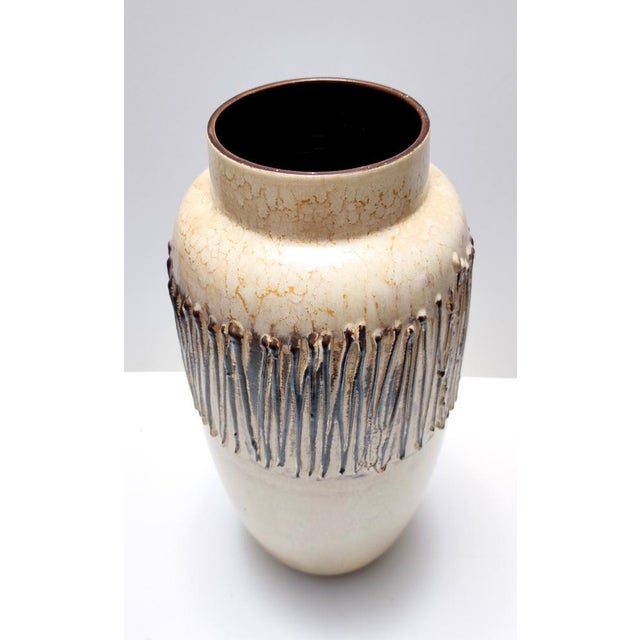 Vintage Handmade Beige and Black Glazed Ceramic Vase, Germany, 1970s For Sale - Image 4 of 10