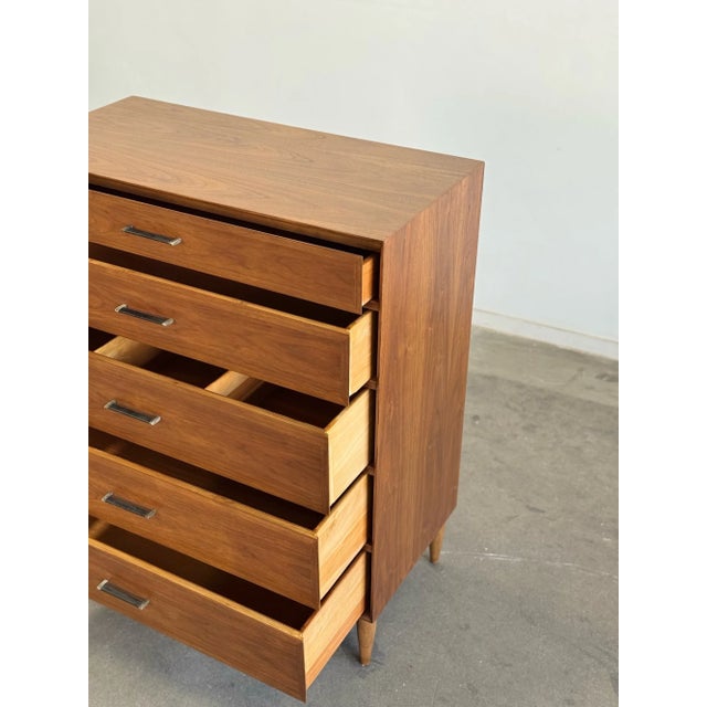 Wood 1960s Minimal Highboy Dresser in Walnut For Sale - Image 7 of 12