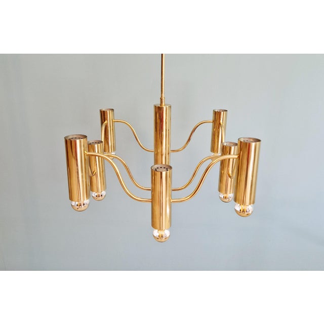 Tubular Brass Chandelier by Gaetano Sciolari for Boulanger, 1970s For Sale - Image 10 of 13