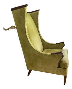 Mid-Century Velveteen High Wingback Chair