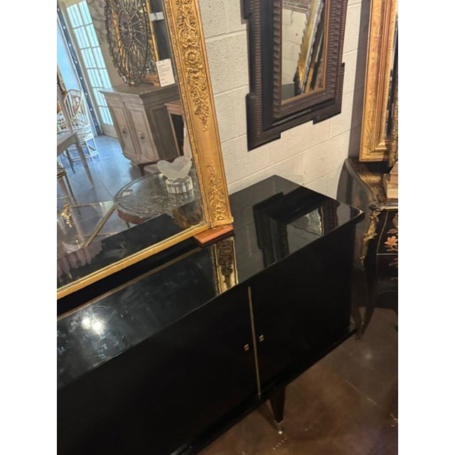 Black MCM Italian Art Deco Design Black Lacquered Sideboard For Sale - Image 8 of 8