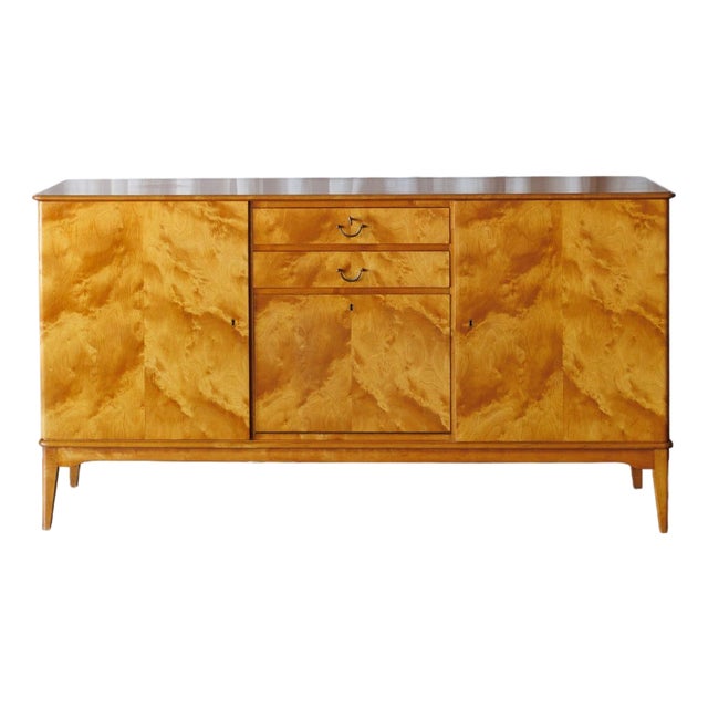 Mid Century Flame Birch Sideboard For Sale