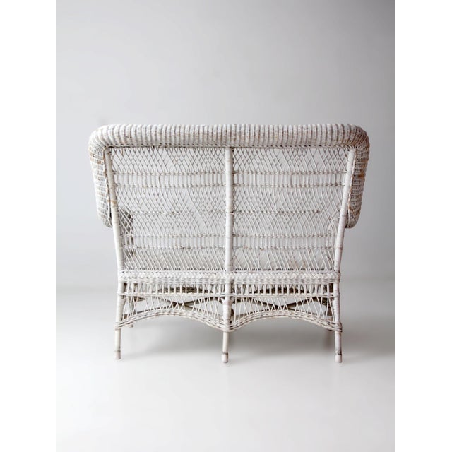 Antique Early 20th Century White Wicker Loveseat For Sale - Image 9 of 15