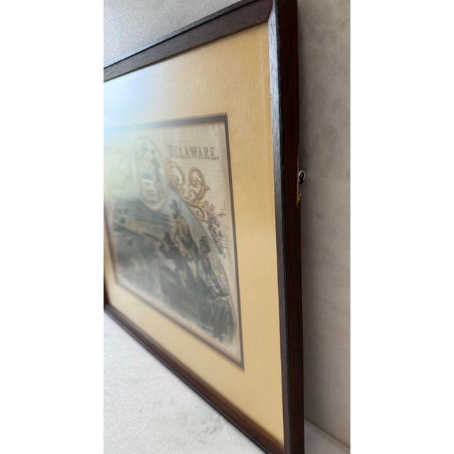 Framed Hand Colored 19th Century Lithograph Titled "State of Delaware" For Sale - Image 12 of 12