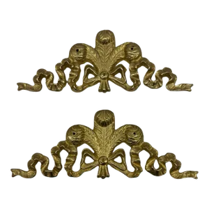 Pair of Vintage Solid Brass Bow Swag Wall Hangings