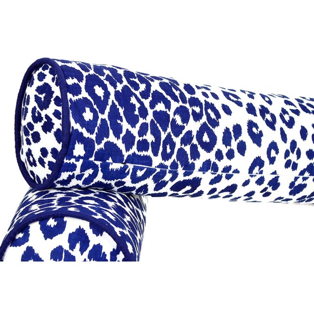 Leopard Linen Schumacher Bolster Pillow Cover For Sale - Image 11 of 12