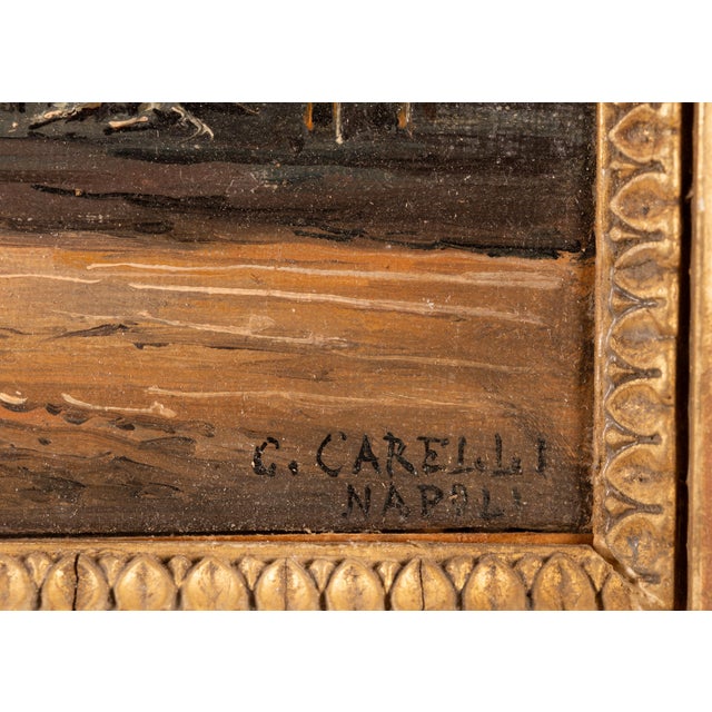 Dimensions without frame: 17,5 x 26,5 x 2 cm Signed and titled "C. Carelli Napoli" in the lower left corner. A closely...