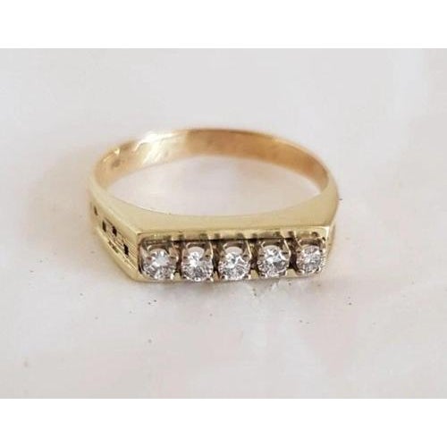 Vintage 14ct Yellow Gold Brilliant-Cut Diamond Dress Ring, 1970s For Sale - Image 3 of 17