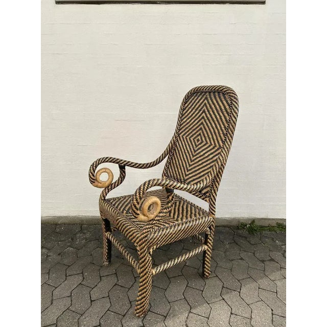 Patterned Wicker Armchair, 1960s For Sale - Image 10 of 10