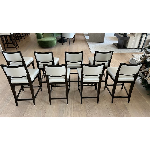 2020s Century Holly Hunt Counter Stools Set of 8 For Sale - Image 5 of 12