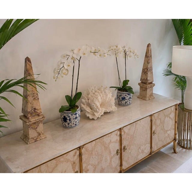 Pair of Vintage Faux-Marbled Hand-Painted Wood Obelisks For Sale - Image 11 of 12