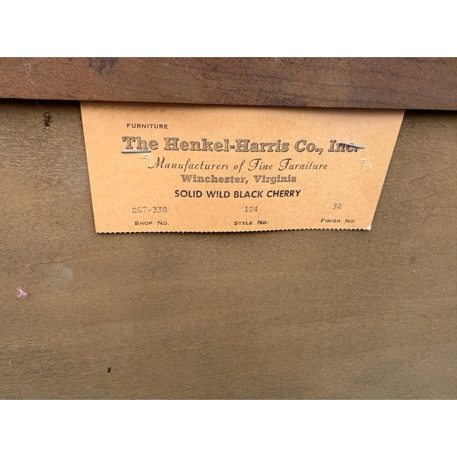 Late 20th Century Henkel Harris Chippendale Style Solid Cherry Dresser With Mirror For Sale - Image 17 of 17