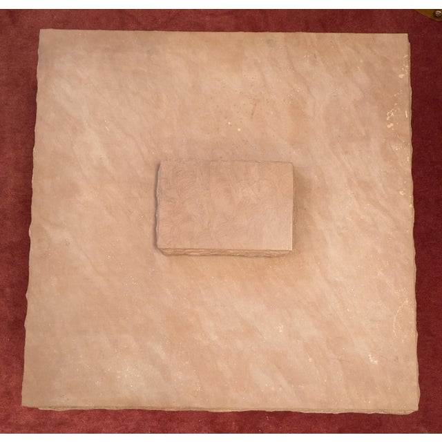 John B. Mortensen Western Sculptural Stone-Top Table, Bronze Panel For Sale - Image 4 of 13