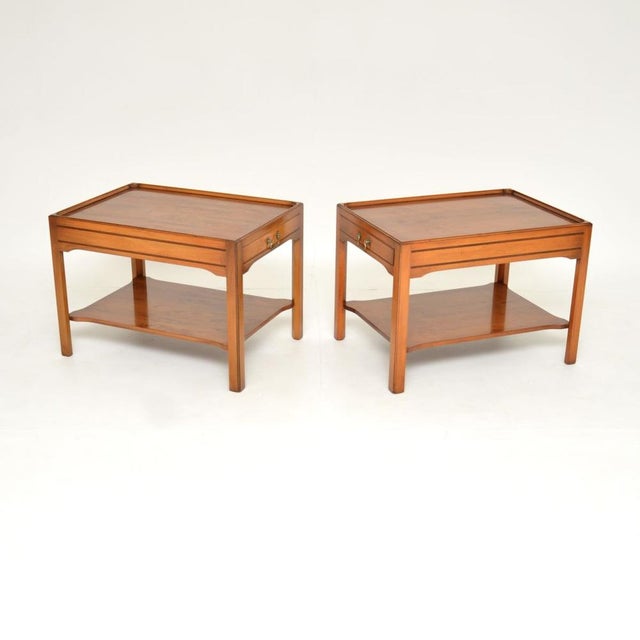 Vintage Georgian Style Side Tables in Yew Wood, 1950, Set of 2 For Sale - Image 3 of 13