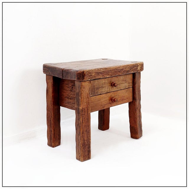 Mid-Century Rustic Wood Nightstand For Sale - Image 13 of 13