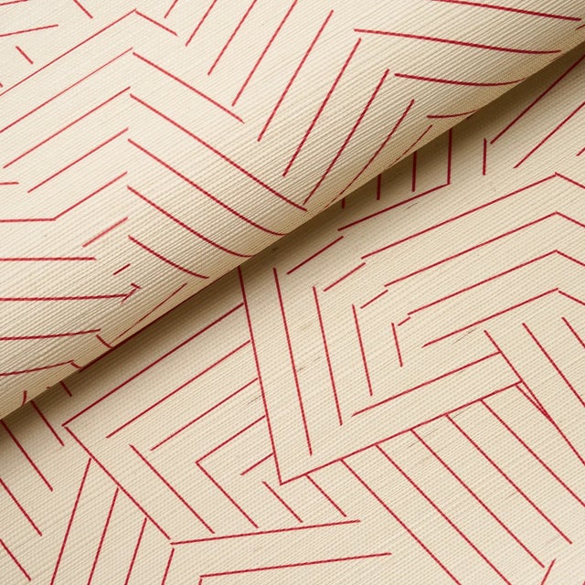 Schumacher Schumacher x Miles Redd Deconstructed Stripe Sisal Wallpaper In Red For Sale - Image 4 of 6