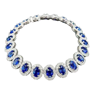 16.29 Ct Natural Ceylon Sapphire & Diamond Bracelet