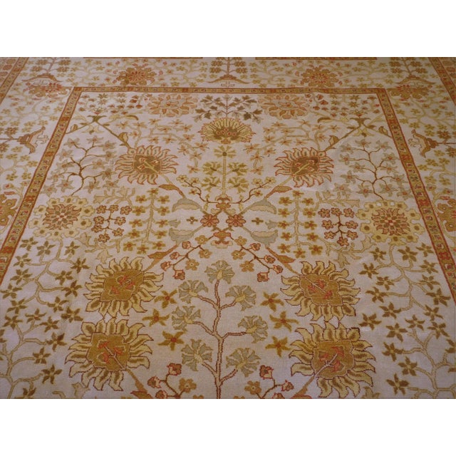 Traditional Handmade Tan Wool Pile Luxury Rug 9'2"x 12' For Sale - Image 3 of 13