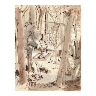 1955 Marianna Van Rossen Hoogendyk Cemetery Watercolor For Sale